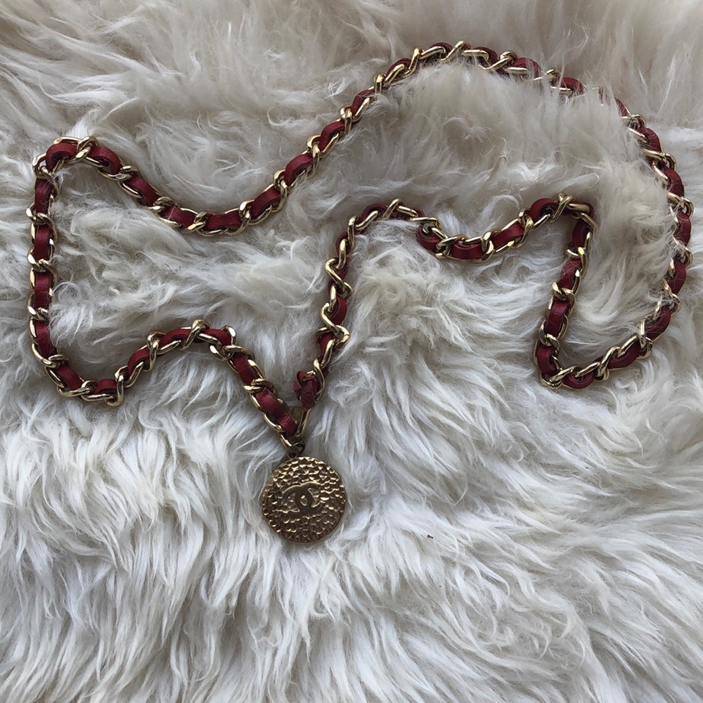 Vintage CHANEL Red Chain Belt